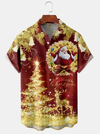 Santa Claus Chest Pocket Short Sleeve Shirt