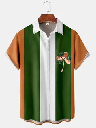 St. Patrick's Day Chest Pocket Short Sleeve Bowling Shirt