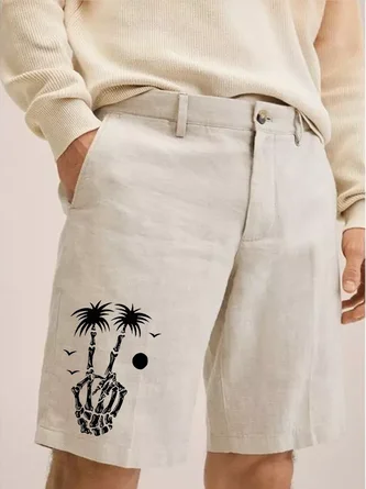 Hardaddy Coconut Tree Print Vacation Bermuda
