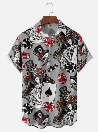 Poker Chest Pocket Short Sleeve Hawaiian Shirt