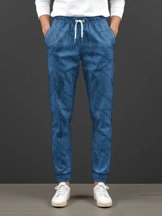 Moisture wicking Plant Leaf Pattern Casual Pants