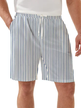 Moisture Wicking Geometric Stripe Casual Shorts