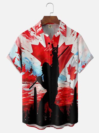Moisture Wicking Canada Gradient Bigfoot Chest Pocket Hawaiian Shirt