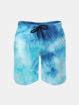Men's Swim Trunks Hawaiian Gradient Color Beach Shorts with Pockets