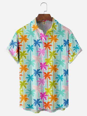 Moisture Wicking Coconut Tree Chest Pocket Hawaiian Shirt