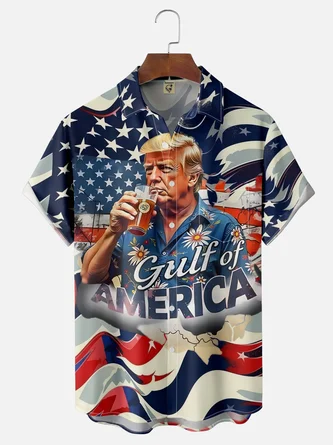 Moisture Wicking American Gulf Trump Chest Pocket Hawaiian Shirt