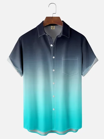Moisture Wicking Graduated Chest Pocket Hawaiian Shirt