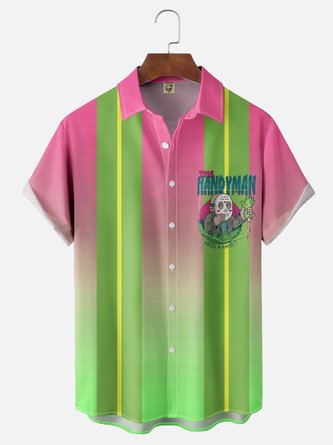 Hardaddy x Marcio Lima Moisture Wicking Gradient Color Anime Chest Pocket Bowling Shirt