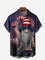 Hardaddy American Flag Gnome Chest Pocket Short Sleeve Casual Shirt
