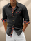 Hardaddy Cotton Patchwork Flame Print Chest Pocket Long Sleeved Shirt