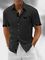 Hardaddy Cotton Plain Patchwork Contrasting Geometric Casual Shirt