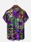Moisture-wicking Mardi Gras Skull Mask Purple Chest Pocket Casual Shirt