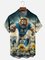 Moisture-wicking American Football Detroit Art Lions Chest Pocket Casual Shirt