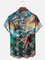 Moisture-wicking Ocean Art Octopus Pirate Ship Chest Pocket Hawaiian Shirt