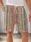 Moisture Wicking Geometric Stripe Casual Shorts