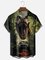 Moisture-wicking Dinosaur Art Fun Chest Pocket Hawaiian Shirt