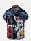 Moisture Wicking Star Robot Chest Pocket Hawaiian Shirt