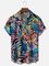 Moisture Wicking Tropical Plants Parrot Chest Pocket Hawaiian Shirt