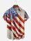 Tall Size Moisture-wicking American Flag Painted Chest Pocket Hawaiian Shirt