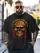 Big Size Men's Rock Punk Skull Art Loose Fit T-shirt