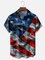Moisture-wicking American Flag Chest Pocket Casual Shirt