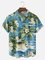 Big Size Moisture-wicking Tropical Hibiscus Flower Chest Pocket Hawaiian Shirt