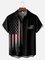 Big Size Moisture-wicking American Flag Chest Pocket Bowling Shirt
