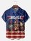 Big Size Moisture-wicking Independence Day Rooster American Flag Chest Pocket Casual Shirt
