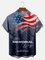 Big Size Moisture-wicking Memorial Day American Flag Chest Pocket Casual Shirt