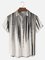 Big Size Moisture-wicking Classic Abstract Textured Vertical Stripe Chest Pocket Casual Shirt