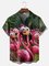 Big Size Moisture-wicking Flamingo Funny Shock Art Chest Pocket Hawaiian Shirt