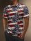 Moisture Wicking Gradient Abstract USA Flag Short Sleeve Golf Polo