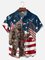 Big Size Moisture-wicking American Flag Bigfoot Chest Pocket Casual Shirt