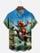 Moisture Wicking Canada Groundhog Maple Leaf Chest Pocket Hawaiian Shirt