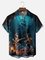 Big Size Moisture-wicking Pirate Music Guitar Chest Pocket Casual Shirt