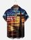 Tall Size Moisture-wicking American Flag Cross National Patriotic Chest Pocket Casual Shirt