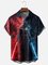Tall Size Moisture-wicking Star Technology Universe Planet Chest Pocket Casual Shirt