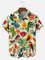 Big Size Moisture-wicking Tropical Palm Tree Parrots Chest Pocket Hawaiian Shirt