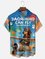 Tall Size Moisture-wicking Dachshund Flying Plane Chest Pocket Hawaiian Shirt