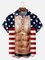 Big Size Moisture-wicking American Flag Muscle Chest Pocket Casual Shirt