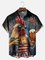 Big Size Moisture-wicking American Flag Chicken Beer National Patriotic Chest Pocket Casual Shirt