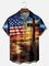 Big Size Moisture-wicking American Flag Cross National Patriotic Chest Pocket Casual Shirt
