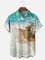 Moisture Wicking Ocean Art Painting Chest Pocket Hawaiian Shirt