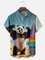 Moisture Wicking Hawaiian Surf Panda Chest Pocket Hawaiian Shirt