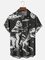 Moisture Wicking Universe UFO Dinosaur Bigfoot Chest Pocket Hawaii Shirt