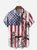 Hardaddy Patriotic Hawaiian Shirts Flag Coconut Tree Chest Pocket Short Sleeve Casual Shirt