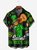 Hardaddy Hawaiian Button Up Shirt for Men Green St. Patrick's Day Lucky Clover Gold Coins Music Guitar Regular Fit Short Sleeve Shirt St Paddy's Day Shirt