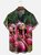 Moisture-wicking Flamingo Funny Shock Art Chest Pocket Hawaiian Shirt