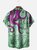 Moisture Wicking Hawaiian Octopus Map Chest Pocket Casual Shirt