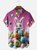 Moisture-wicking Easter Rabbit Eggs Chest Pocket Casual Shirt